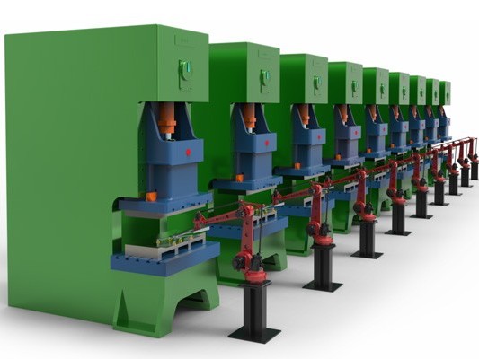 四軸沖壓機(jī)器人連線應(yīng)用 四軸沖壓機(jī)器人連線應(yīng)用